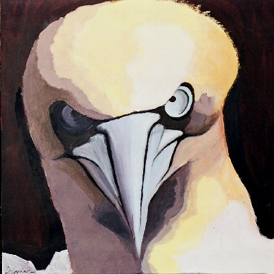 Fou de Bassan<br>Acrylique sur panneau<br>Format: 70x70<br>Année: 2004