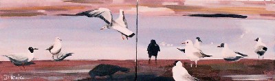 Diptyque<br>Acrylique sur toile<br>Format: 30x100<br>Année: 2004