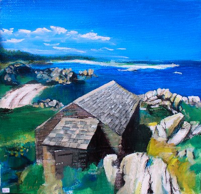 Bord de mer<br>Acrylique sur toile<br>Format: 50x50<br>Année: 2004