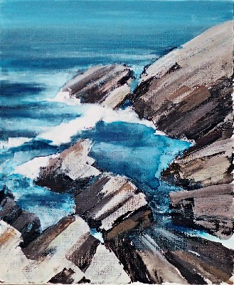 Rochers<br>Acrylique sur toile<br>Format: 12P<br>Année: 2003
