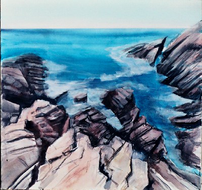 Rochers<br>Acrylique sur toile<br>Format: 70x70