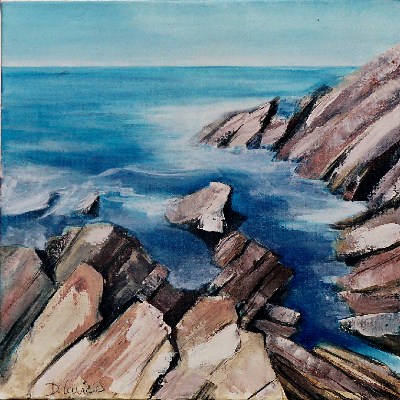 Rochers<br>Acrylique sur toile<br>Format: 50x50<br>Année: 2004