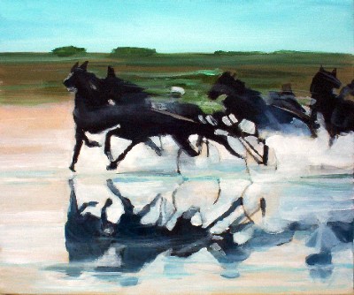 Course de chevaux à Ploumanac'h<br>Acrylique sur toile<br>Format :<br>Année :