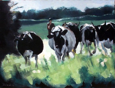 Vaches<br>Acrylique sur toile<br>Format :<br>Année :